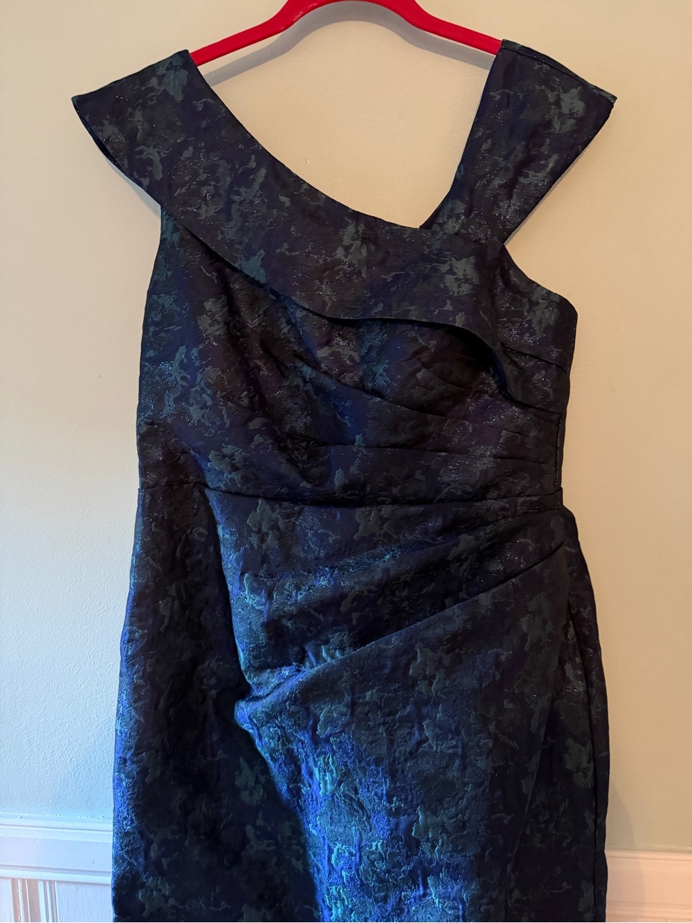 Studio Dark Blue One-Shoulder Textured Dress Azazie